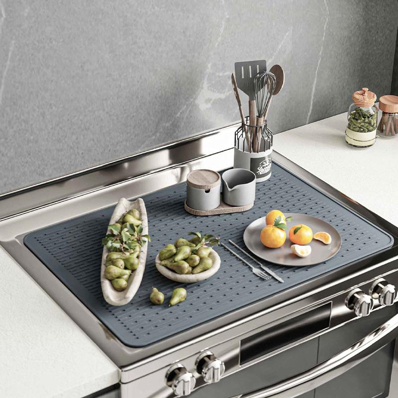 1PCS Stove Top Cover Protector Mat Non-Slip Silicone Heat Resistant Mat for Kitchen Countertop Dish Drying Rack Pad with