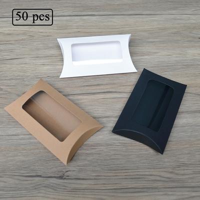 Kreative Kissen Cookie Candy Box Kraftpapier mit Fenster Geschenk-Box für Geburtstag Hochzeit Party Supplies