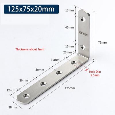 1Pcs Cabinet Screens Wall Angle Bracket SUS304 Stainless Steel 90 Degree Right Angle Corner Brace Joint L Shape