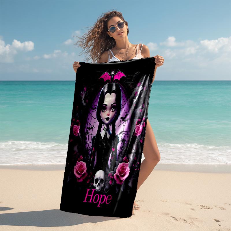Personalized Customized Proof Beach Towel with Wednesday Addams Pattern - Soft, Absorbent,quick-drying,perfect Swimming,camping&bathing