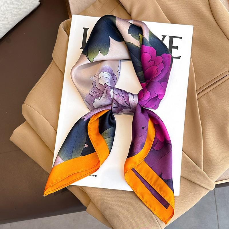 Silk scarf femininity small square scarf decoration 71 professional small square scarf silk scarf summer thin versatile scarf French headband