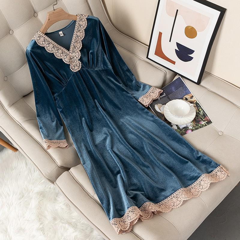 Velvet Pajamas Women's Pajamas V-neck Nightgown Velvet Pajamas Pajamas New Underwear Home Clothes