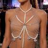 Multi-Strand Beaded Body Jewelry Chain for Women, Statement Chest Necklace Accessory with Cascading Drape Look for Festival and Date Night Outfits