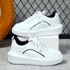 Unisex Women White Dad Shoes for Men Thick Sole Skateboard Chunky Sneakers Casual Vulcanized Shoes High Platform Lace Up White