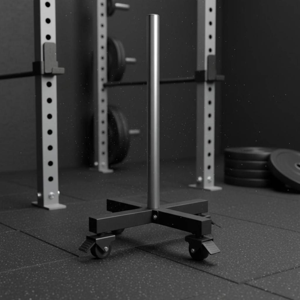 Barbell Plate Storage Trolley Locking Wheels Fitness Equipment Space-Saving