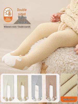 Velvet Thickened Baby Tights – Autumn/Winter One-Piece Girls' Cartoon Socks
