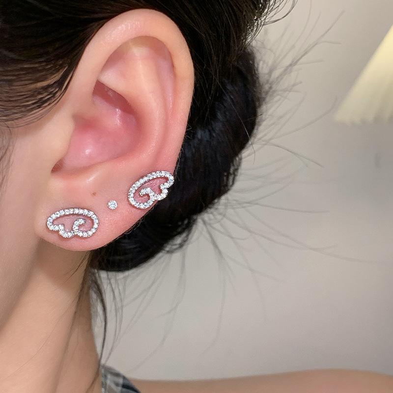 2/3/4Pcs Shiny Silver Color Wing Stud Earrings For Women Girls Luxury Metal Geometric Hollow Earring Jewelry Gifts