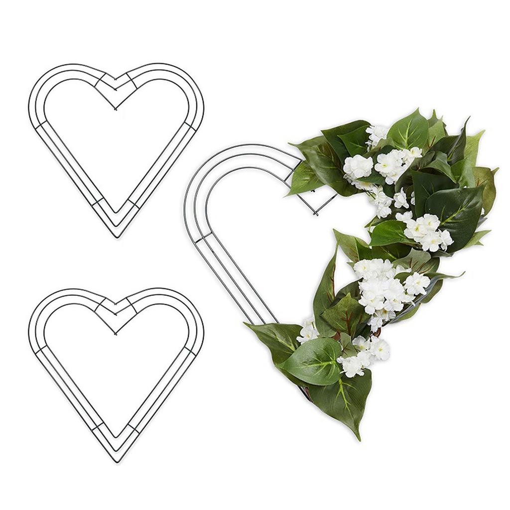 Heart Shaped Iron Ring White Metal Hoop for Wreath Garland Decoration 30cm