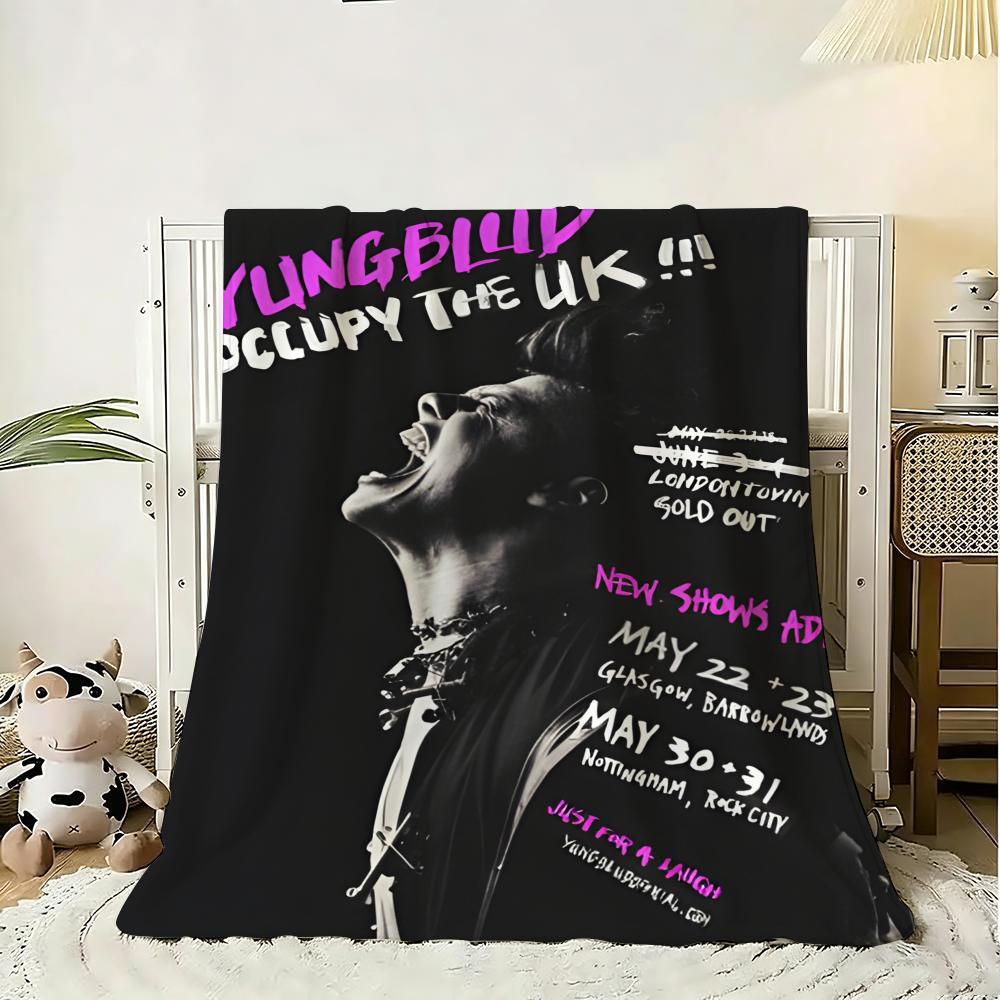 Singer Y-Yungblud Throw Soft Flannel Throw Blanket, Lightweight Breathable Summer Nap Blanket For Sofa Home Travel Cozy Decor