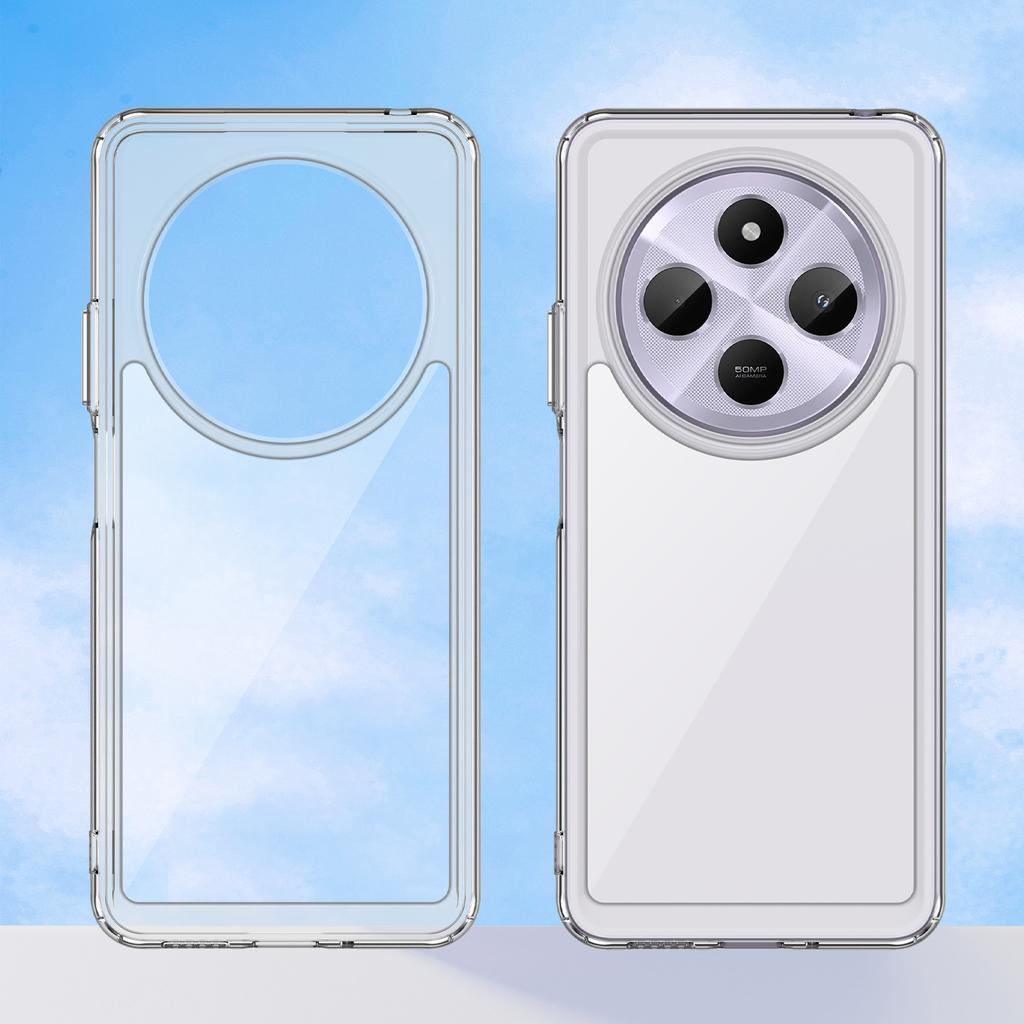 WANLONFENG MF Series Clear Case for Xiaomi Poco C75 4G/Redmi 14R 5G/14C 4G TPU+Acrylic Phone Cover with Tempered Glass Film