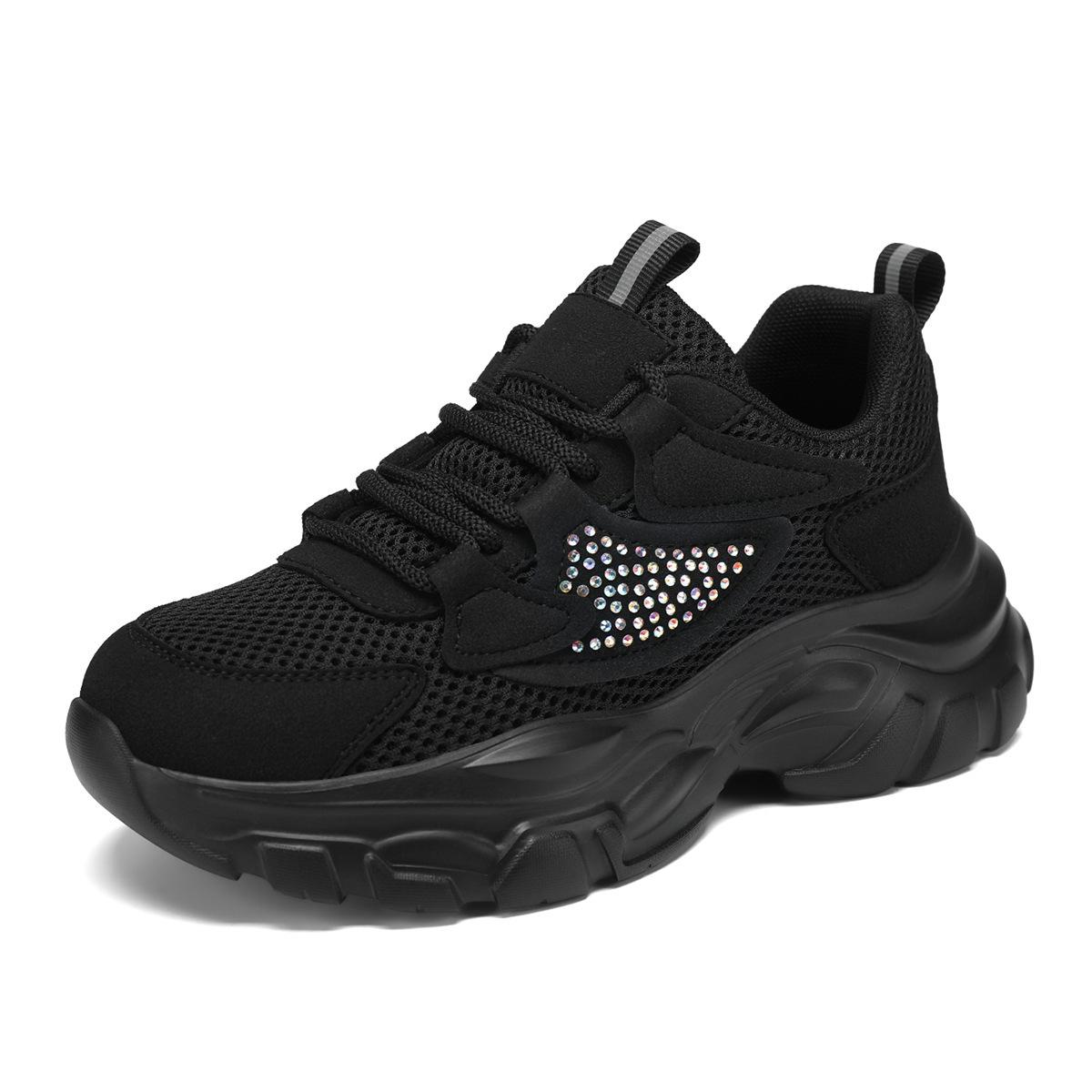 

Летние сетчатые спортивные туфли для папы, женские туфли на толстой подошве, увеличивающие рост, модные универсальные дышащие туфли на мягкой подошве 42 чёрный