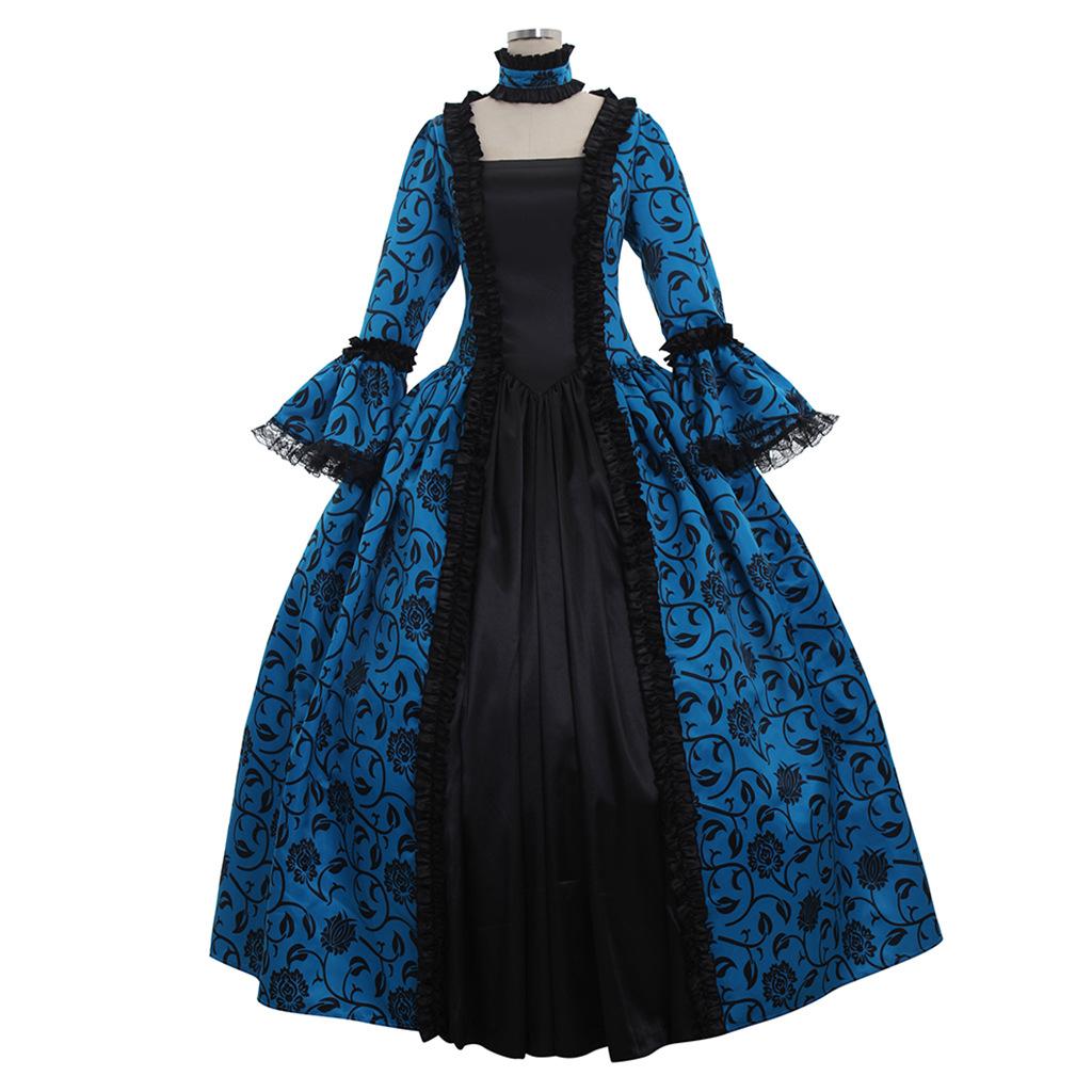 Victorian Renaissance Ball Gown, Medieval Gothic Lolita Long Sleeve Dress for Women, Halloween & Masquerade Parties