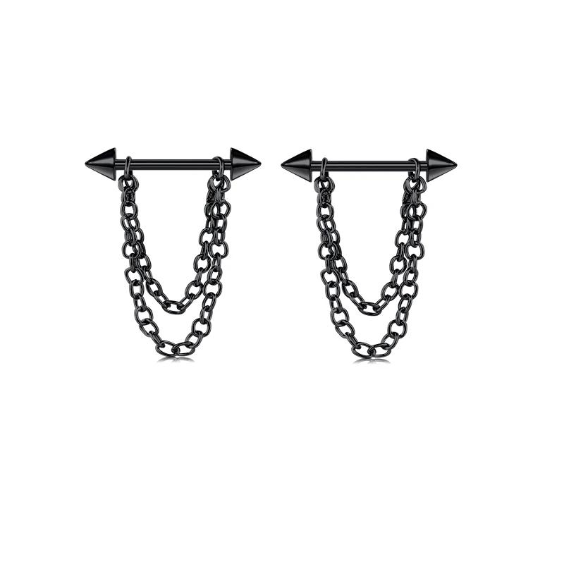 1 Stück Sexy Kette Brustwarzenring 14G Barbell Stern Schild Körperschmuck Damen Piercing