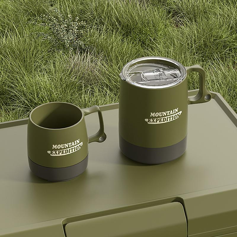 Camping Cup Non-Slip Grip Large Capacity With Lid Outdoor Camping Mugs Coffee Cups For Travel Hiking Backpacking Fishing