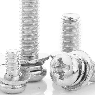 Vis à tête ronde en acier inoxydable à trois combinaisons à fente cruciforme à tête cylindrique M1.6/M2/M3/M4/M5