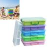 Kids Sand Play Set Leakproof Stackable Storage Trays With Lid Portable Sensory Bin For Beach Toy Art Crafts Blue Green Pink