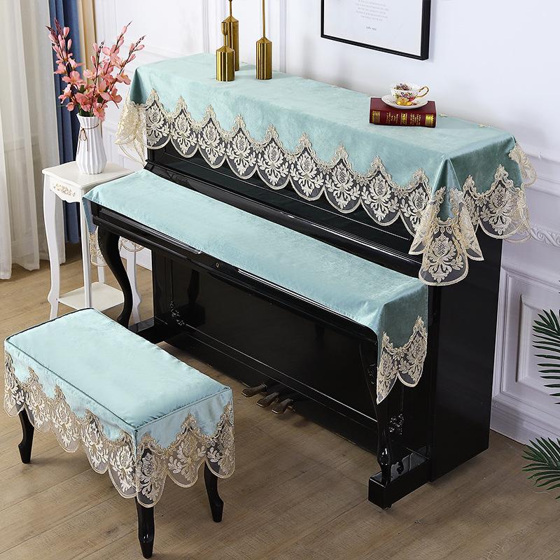 European Lace Piano Embroidered Cover Dustproof Universal Piano Cover Keyboard Cover Fabric for Upright and Digital Piano Stool Decorat Protect Cover Piano key cloth 30*200cm