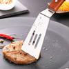 Conjunto de 4 pás de fritura de aço inoxidável com cabo de madeira, raspadores de grelha para serviços pesados, acessórios de grelha de topo plano para churrasco e camping