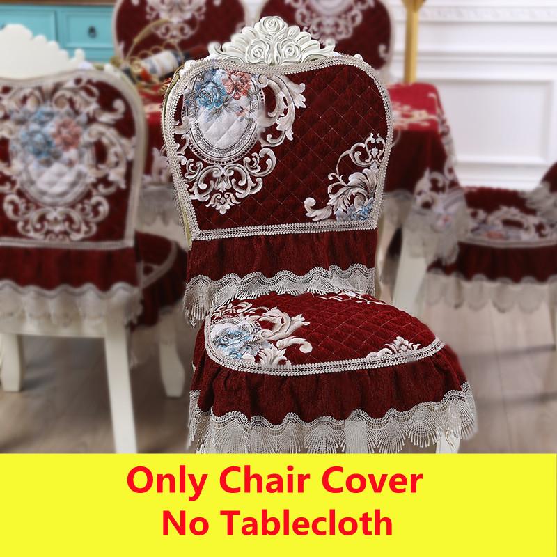Capa de almofada para cadeira de luxo europeia leve, toalha de mesa, almofada para cadeira de jantar, capa de mesa para casa, capa de cadeira de elastano, jacquard, vermelho, 1 peça