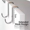 No Drill Cabinet Door Hook 5 Pack In Stainless Steel, Double Over Door Hanger for Bathroom Accessories, Towels, Keys and Small Space Storage