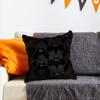 Spooky Halloween Decorative Pillow Covers with Black Plush Bat Design for Home Bedroom and Living Room Décor