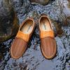 Men's Breathable Mesh Summer Sandals - Size 50, Soft Sole Slip-on Leather Shoes for Dad