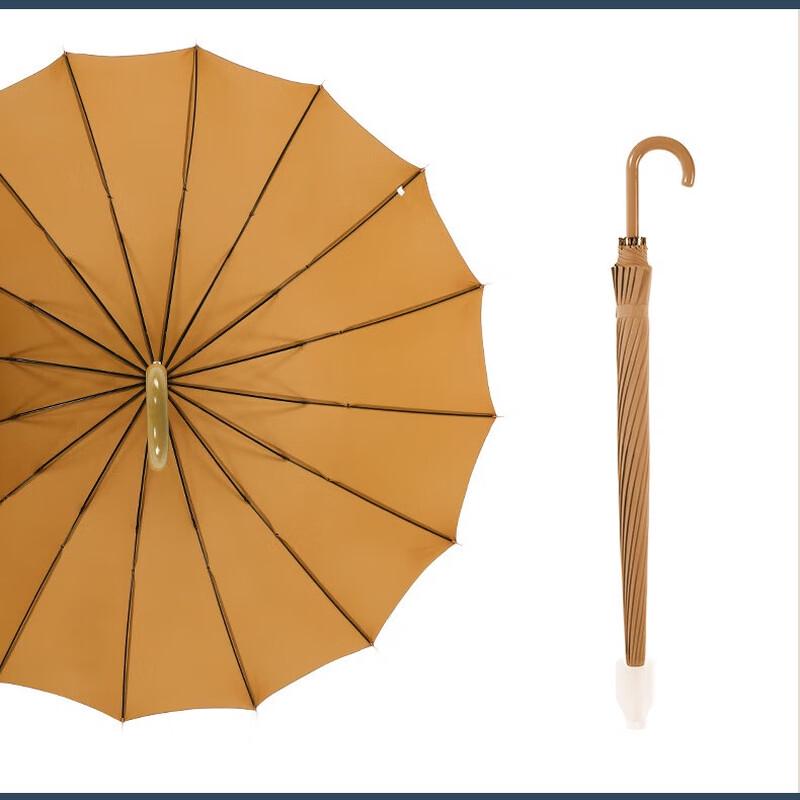16-Rib Windproof Semi-Automatic Long Handle Umbrella