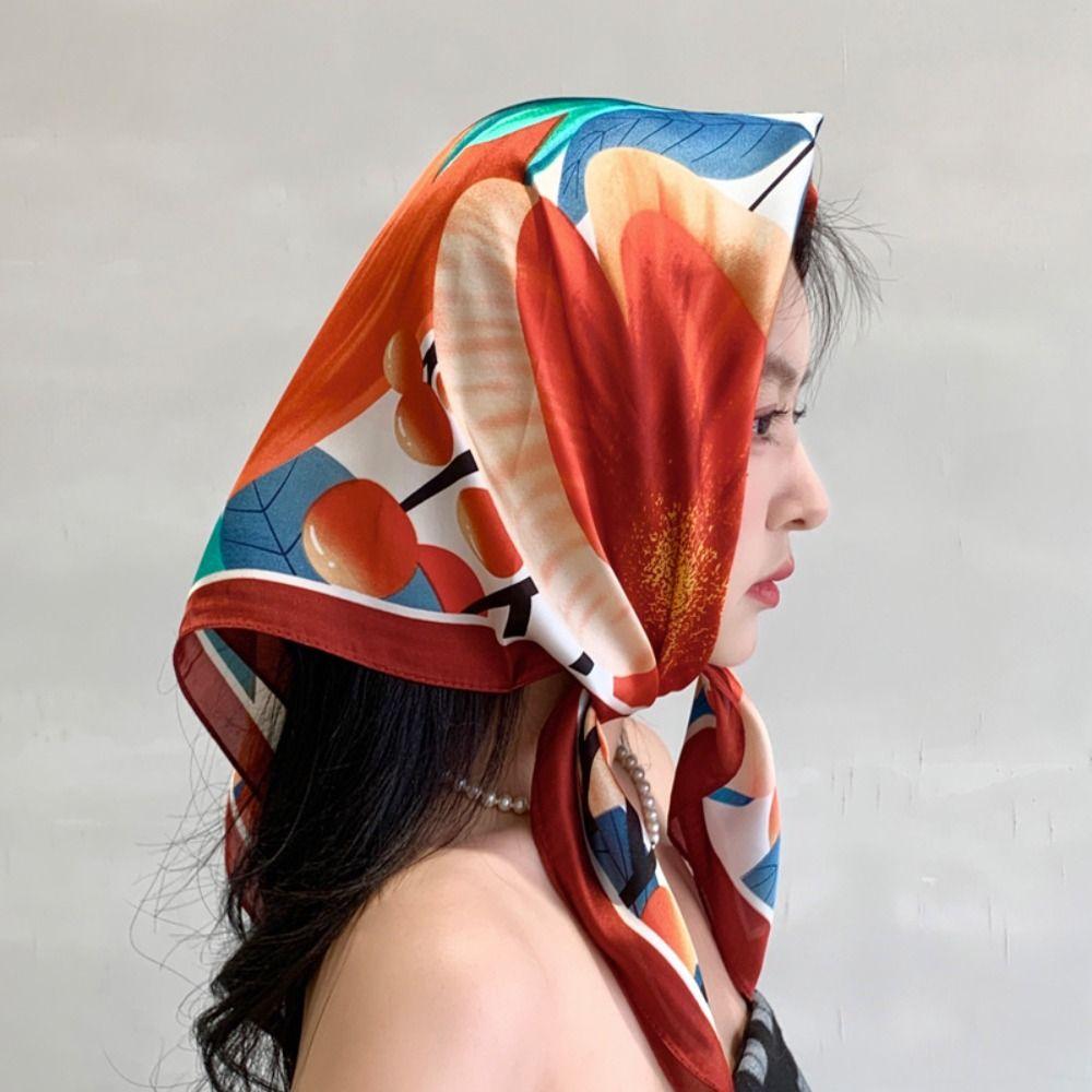 Sweet Triangle Headband French Pastoral Style Silk Scarf Korean Hair Scarf For Girl Women