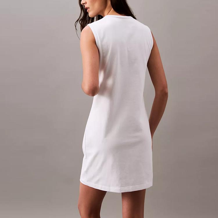 Calvin Klein Comfortable Sleeveless Dress With Round Neck And Letter Logo Women Dresses Bright-White 40281WP-110