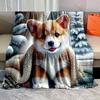 1PC Winter Puppy Print Blanket Warm Soft Fluffy Kids and Adults Sofa Bed Throw Blanket for Home Travel Camping Luxury Gifts