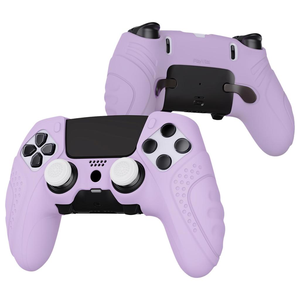 PlayVital Silikonhülle für PS5 Edge weicher Gummi-Schutz Skin für PS5 Edge Wireless inklusive Daumenstick Edition Mauve rutschfester Controller,
