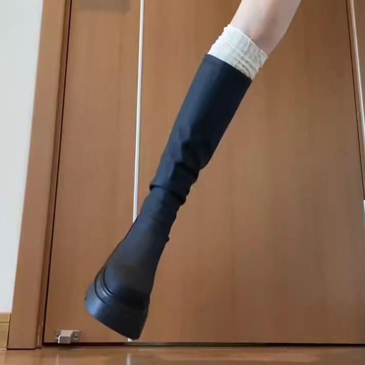 Elastic boots knight taller small thin boots new muffin thick-bottomed tall tube Spice Girl Jurchen boots