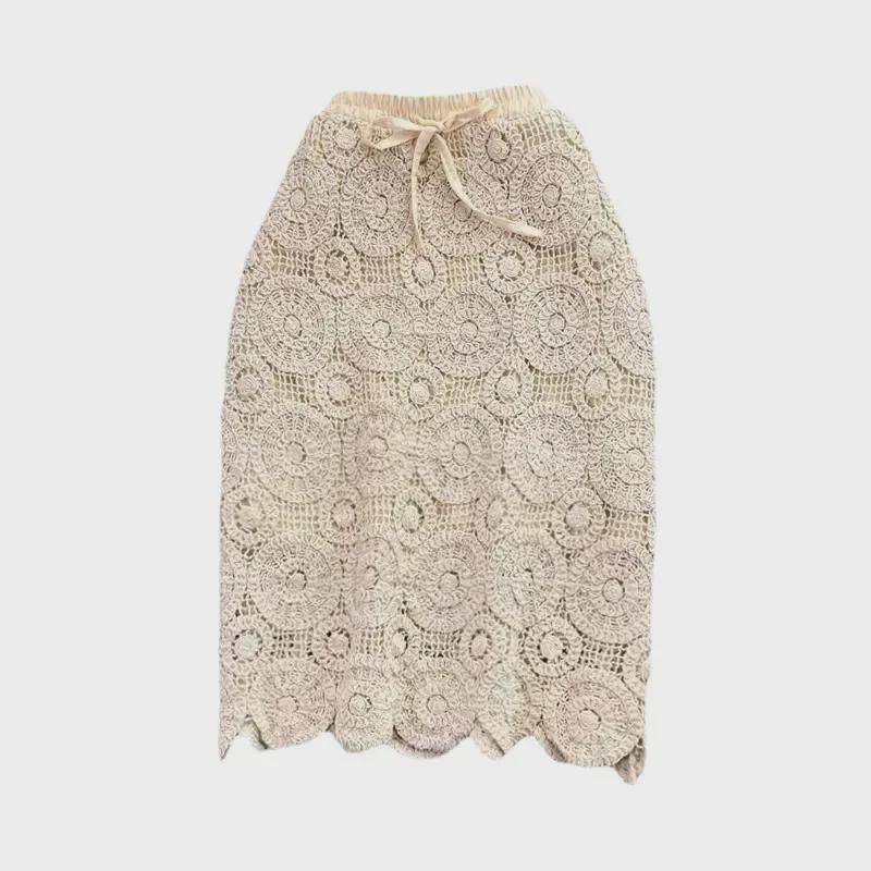 2023 Autumn Gentle Style Lace Shirt & Midi Skirt Set for Women