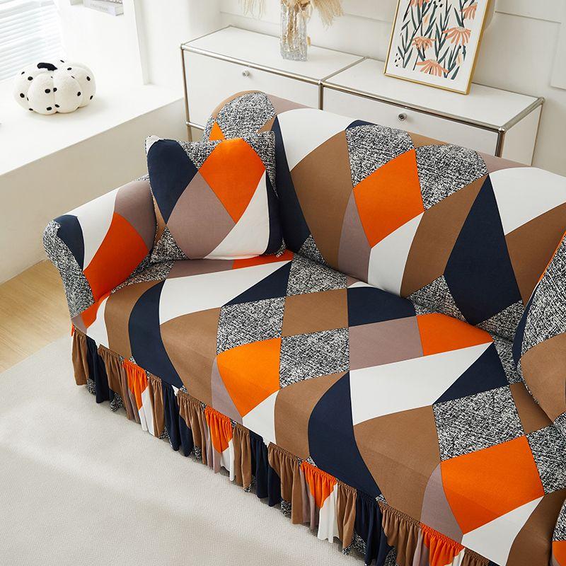 1pc Stretch Sofa Slipcover, Sofa Cover with Skirt, Couch Cover Furniture Protector, for Bedroom Office Living Room Home Decor