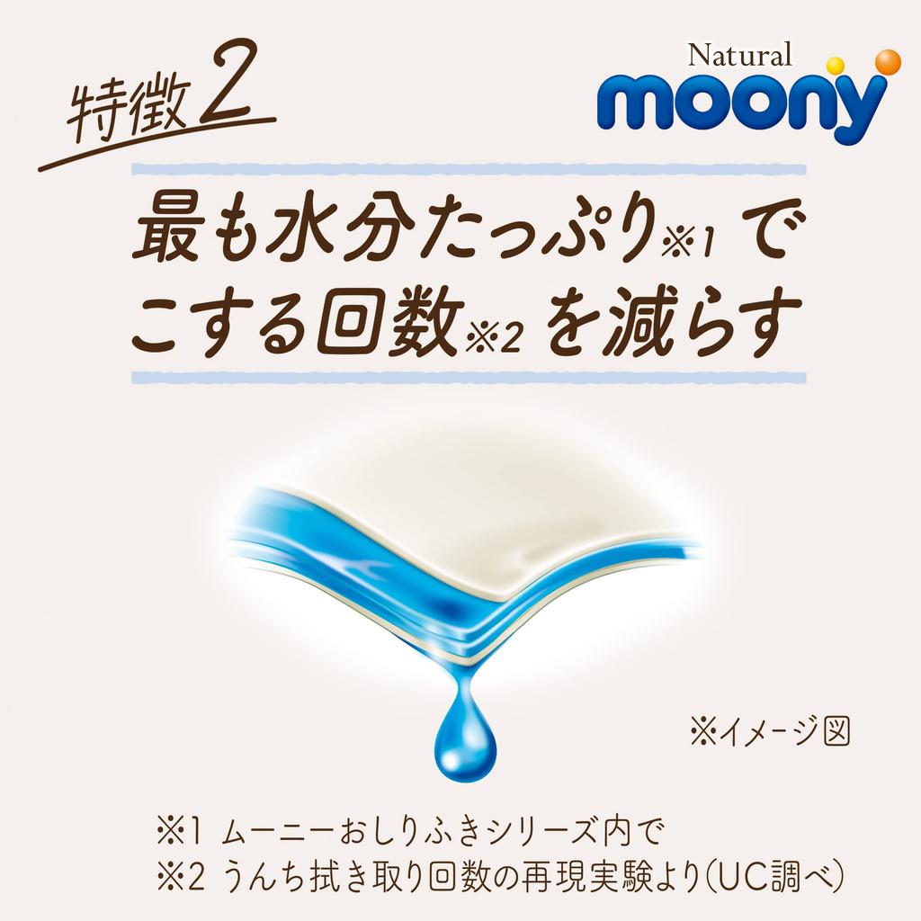 SDKWDH Natural Moony Baby Wipes Refill 600 sheets (50 sheets x 12) Organic Cotton Blend, Additive-Free (Alcohol, Fragrance, Paraben-Free), Made in Jap