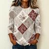 Womens Casual Round Neck 3/4 Sleeve Floral Print T Shirt Top Lightweight Soft Fabric Comfortable Fit Stylish Design