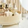 Plastic 360° Rotating Cosmetics Storage Box Round Non-Slip Makeup Storage Tray Large Capacity Makeup Organizer Dressing Table