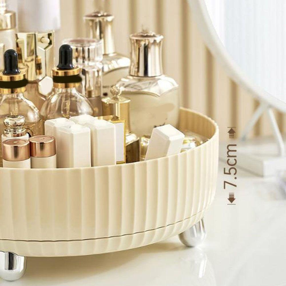 Plastic 360° Rotating Cosmetics Storage Box Round Non-Slip Makeup Storage Tray Large Capacity Makeup Organizer Dressing Table