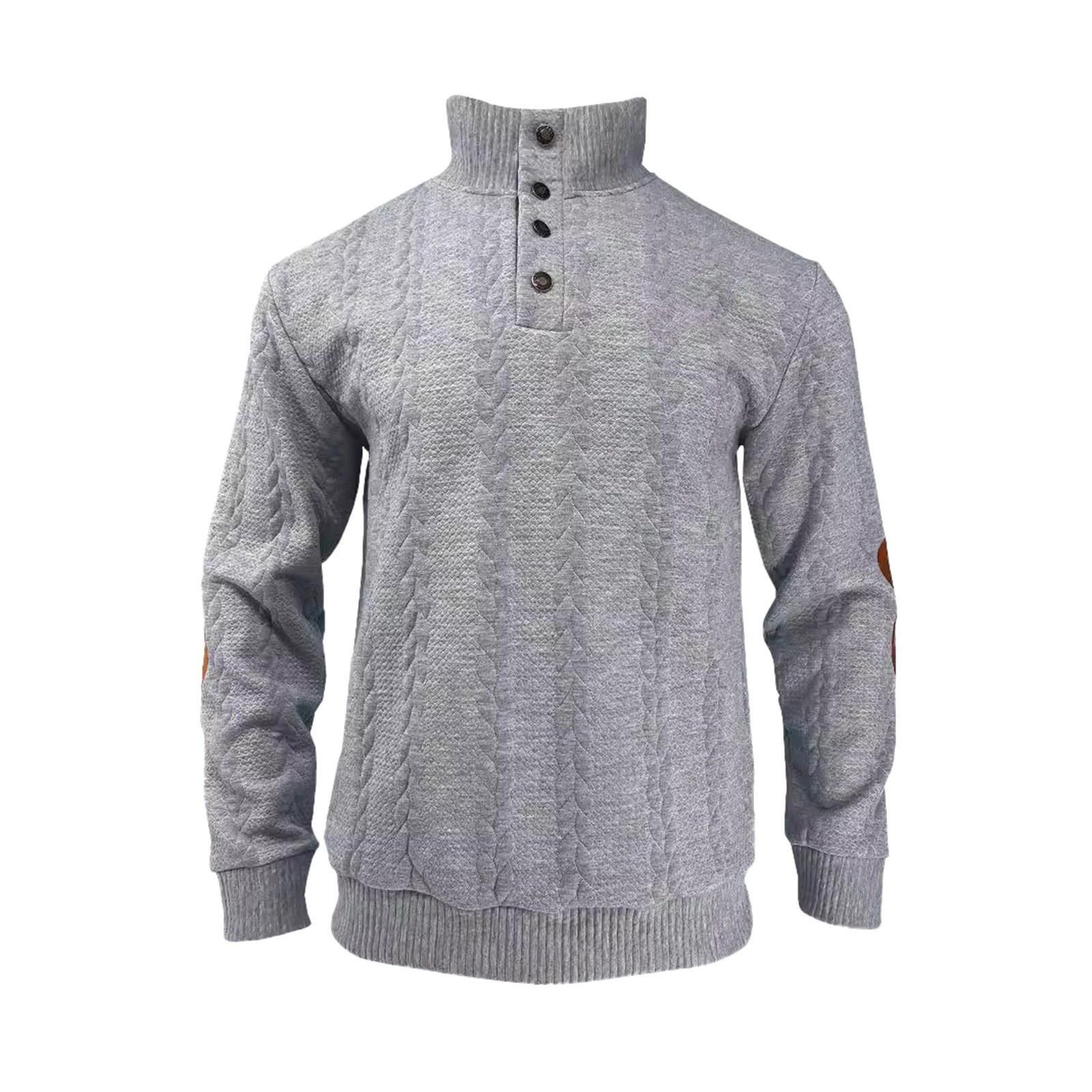 

Мужская повседневная модная толстовка без капюшона, широкая мужская свободная толстовка с капюшоном и воротником-стойкой на пуговицах S