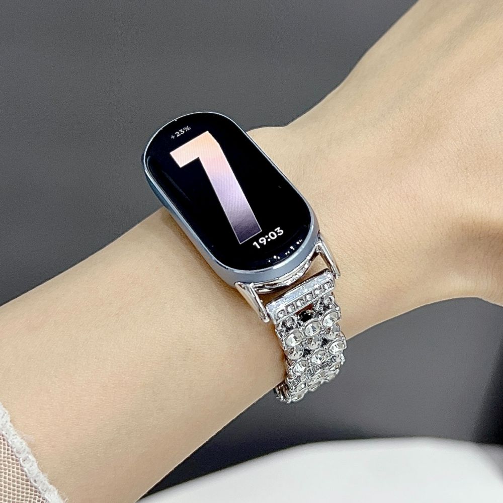 Luxury Diamond Watch Band for Mi Band 8 9 10 Detachable Women Slim Metal Strap for Mi Band 8Pro 9Pro Redmi Watch 4 5 6 Wristband