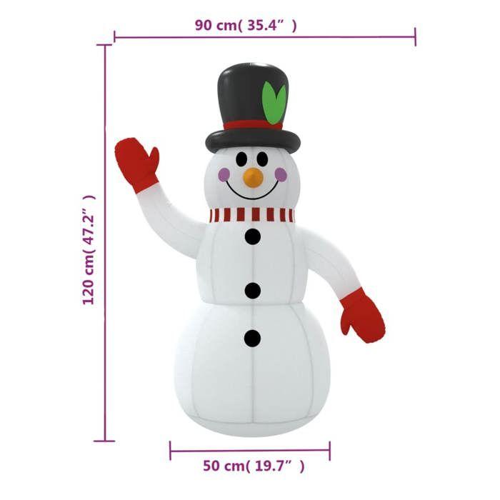 VidaXL Inflatable Snowman with LED 120 Cm, Inflatable Figure, Christmas Party Decoration, Inflatable Decoration, 345363