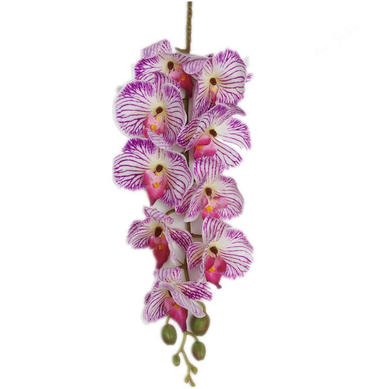 5pc Artificial Phalaenopsis Orchid 9 Heads Soft Latex Butterfly Orchid Flower Branch for Wedding Floral Decoration