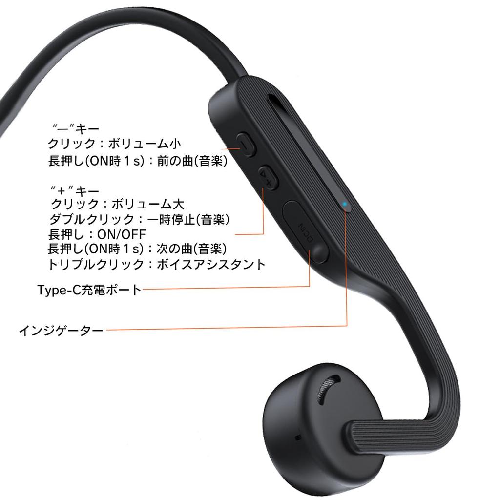 Salerno Air Conduction Wireless Earbuds with 15 Hours of Playtime Open-Ear (Black)