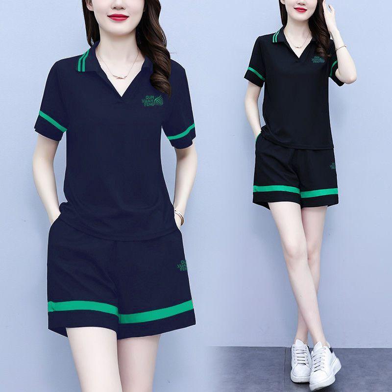 Pure Cotton Sports and Casual Suit for Women New Summer Clothing Korean Style Trendy Women Fashionable Two-piece Set