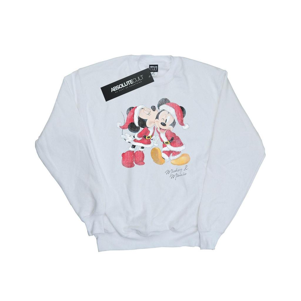 Disney Mens Mickey And Minnie Christmas Kiss Sweatshirt