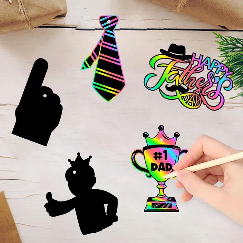 

24 шт. Красочные скретч-карты Принадлежности для украшения ко Дню отца День рождения отца Вечеринка в честь Дня отца