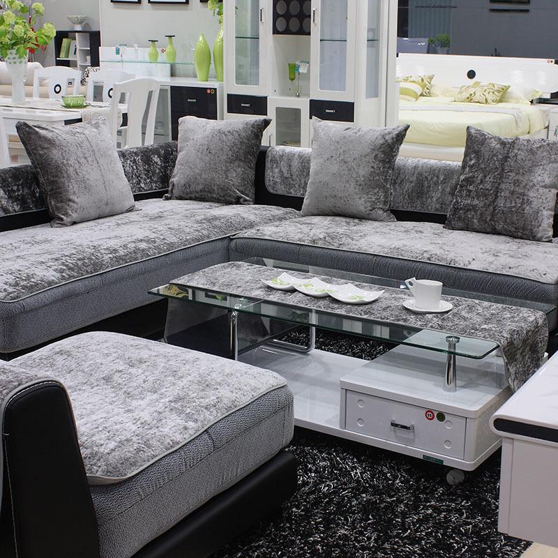 Modern Sofa Cushion Solid Color Sofa Covers for Living Room Suede Fabric Couch Cover Thicken Plush Soft and Anti-slip Sofa Cover