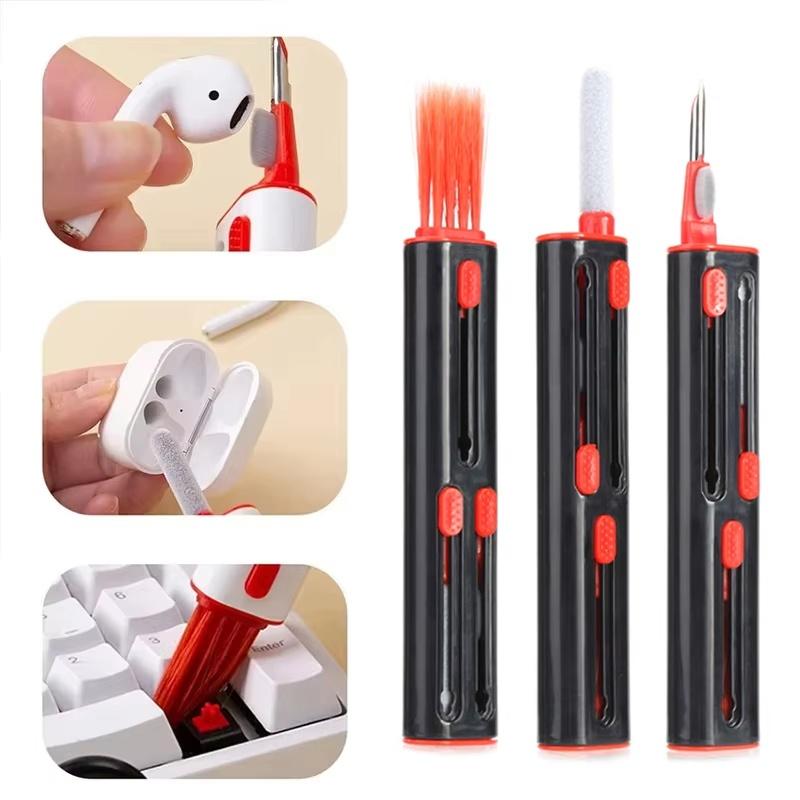 3 In 1 Cleaning Pen Headphones Mobile Phone Tablet Keyboard Dust Dirt Clean Tool For AirPods Pro iPhone Samsung Earphone Cleaner