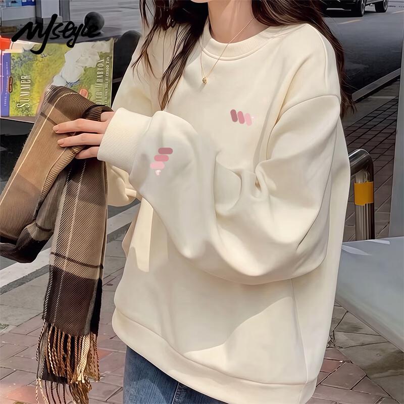 MJ STYLE Women's Loose Fit Round Neck Sweatshirt
