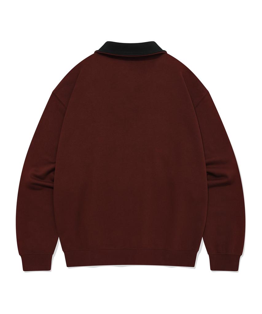 COVERNAT Arch Logo Half Zip Sweatshirt Deep Red